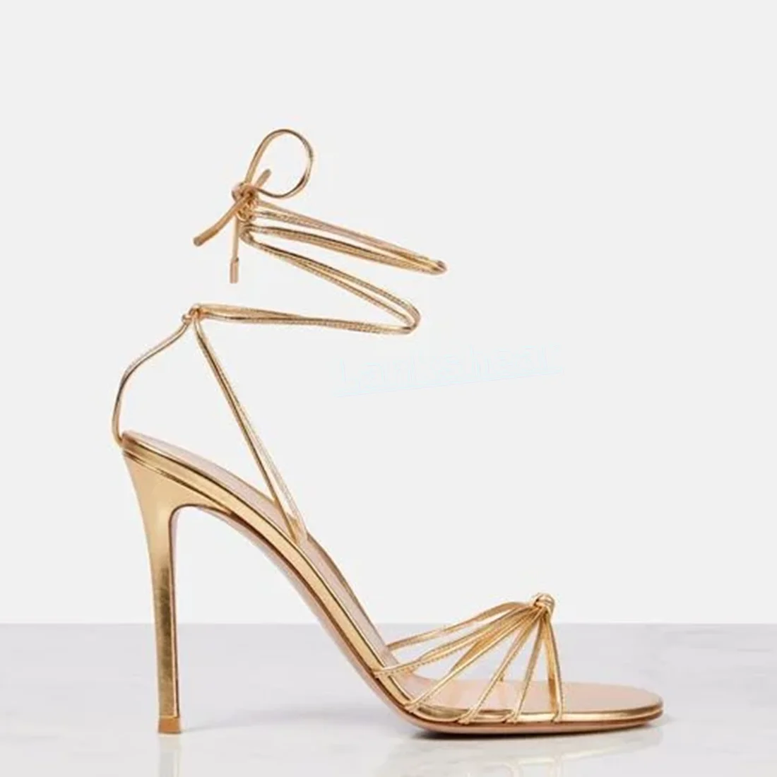 

Cross Strap Knot Women Sandals Ankle Lace-up Round Open Toe Thin High Heels Women Stilettos Summer Sexy Shoes Luxury 2025 New