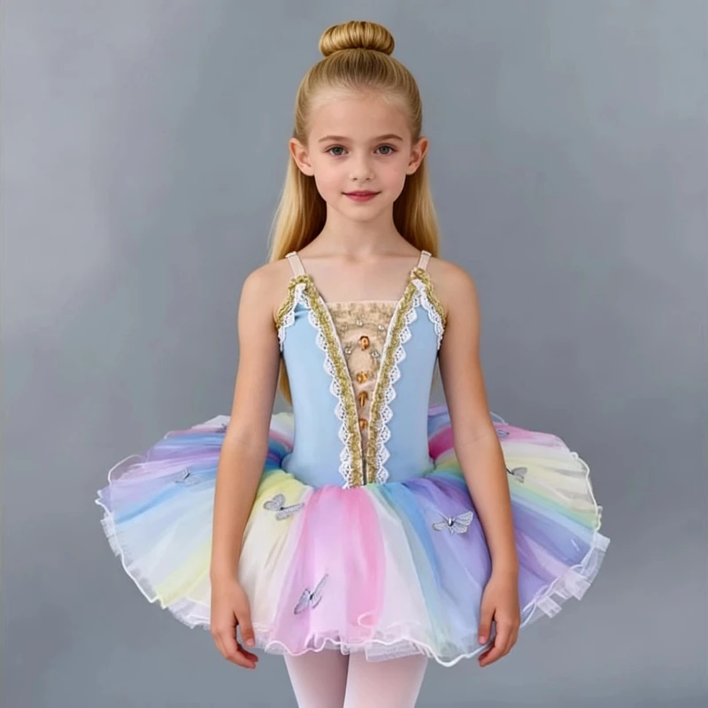 

Girls Professional Ballet Tutu Girls Pink Colorful Tulle Ballet Skirt Ballerinas Women Costumes Performance Dance Clothes Adults