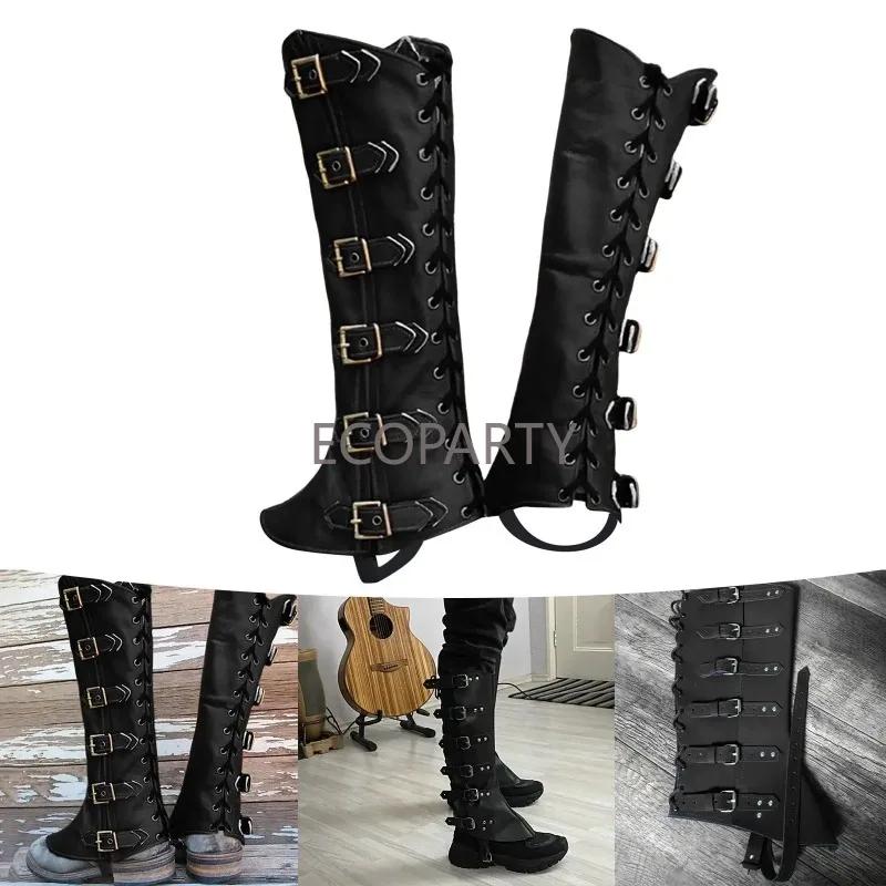 Couvre-chaussures gothique médiéval en PU pour hommes et femmes, couvre-jambes Steampunk, Kokor, accessoire de costume de chevaliers Masade, accessoires de cosplay