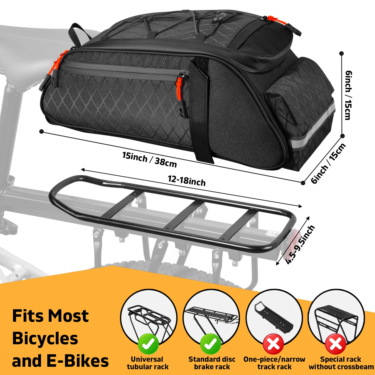 Neue Fahrrad-Gepäckträgertasche Upgrade 900D 10L Große Kapazität Reißfest Mehrzweck Schnelle Montage Befestigung Pendeln Outdoor Fahrradzubehör – Detail 5