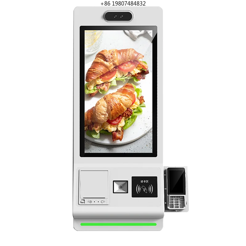 27-Inch Factory Kiosk for Aliexpress, Touch Screen LCD QR Thermal Printer RFID Android Windows Self-Service