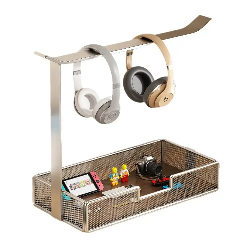 Universeller Schreibtisch-Organizer aus Metall, Headset-Ständer mit Ablagefach, Mehrzweck-Halter für Büro-Gaming-Kopfhörer