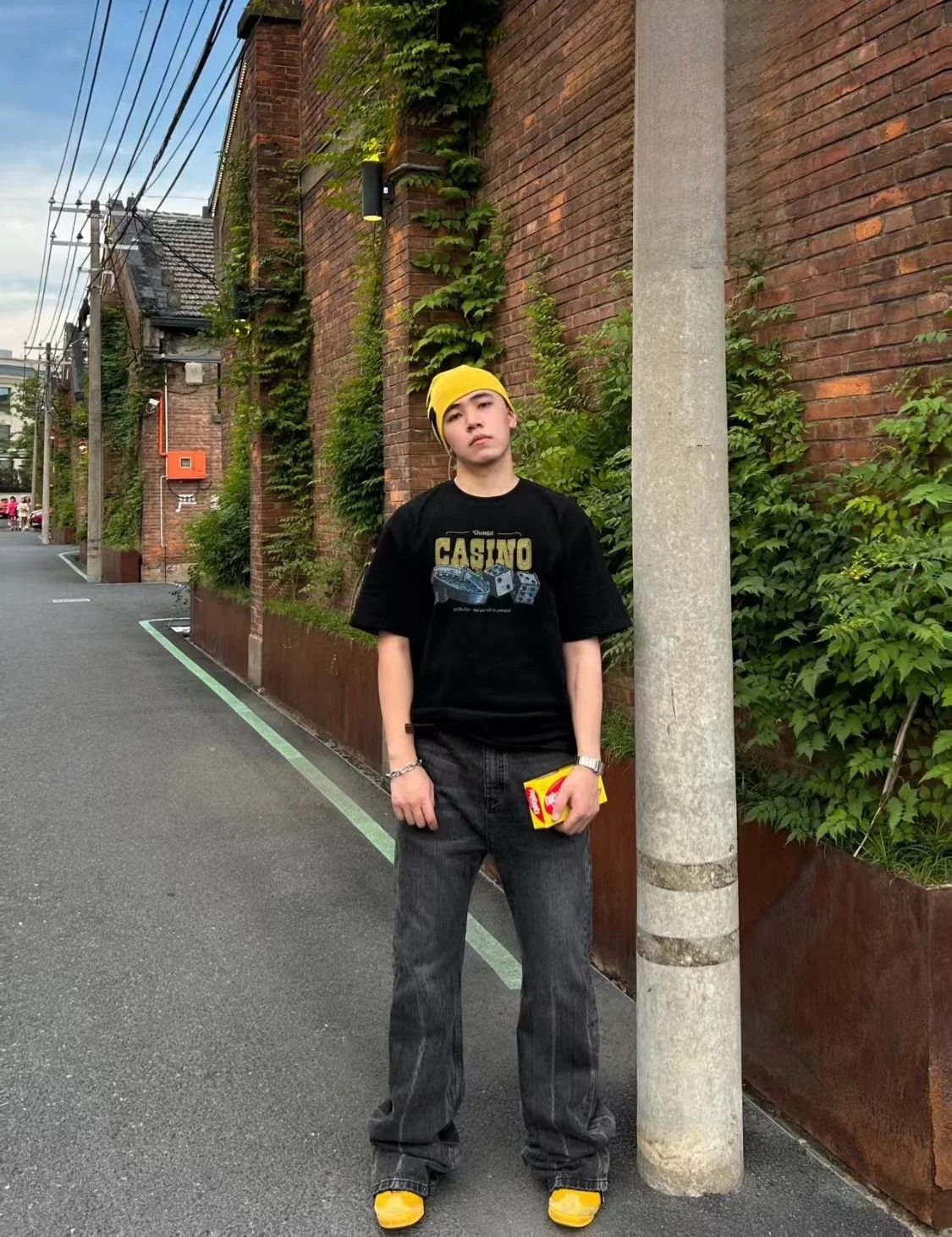 

Retro Loose Fit Bell Bot Jeans Men's High Street Trendy Brand Couple's INS Bla ey Destroy Summer Casual Long Pants