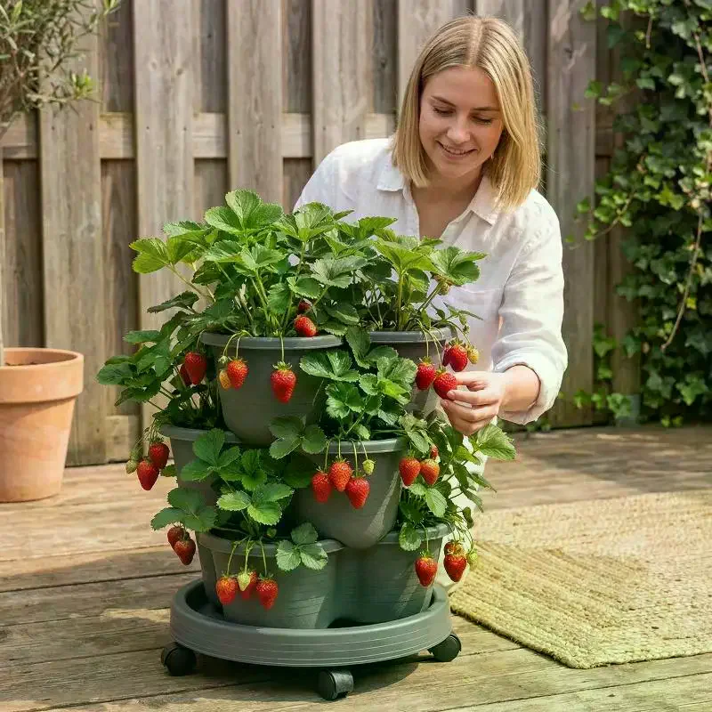 Vertical Tower Stackable Flower Pot Plastic Multi-layer Garden Planter Tower For Strawberry Vegetable Frame Grow
