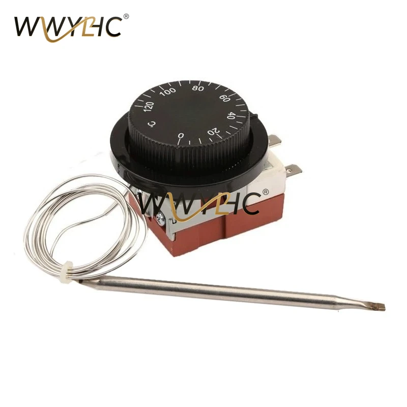 0-120°C Capillary Adjustable Thermostat 3 Pin Temperature Switch 3 Feet Temperature Controller for Fryer TS-120SR