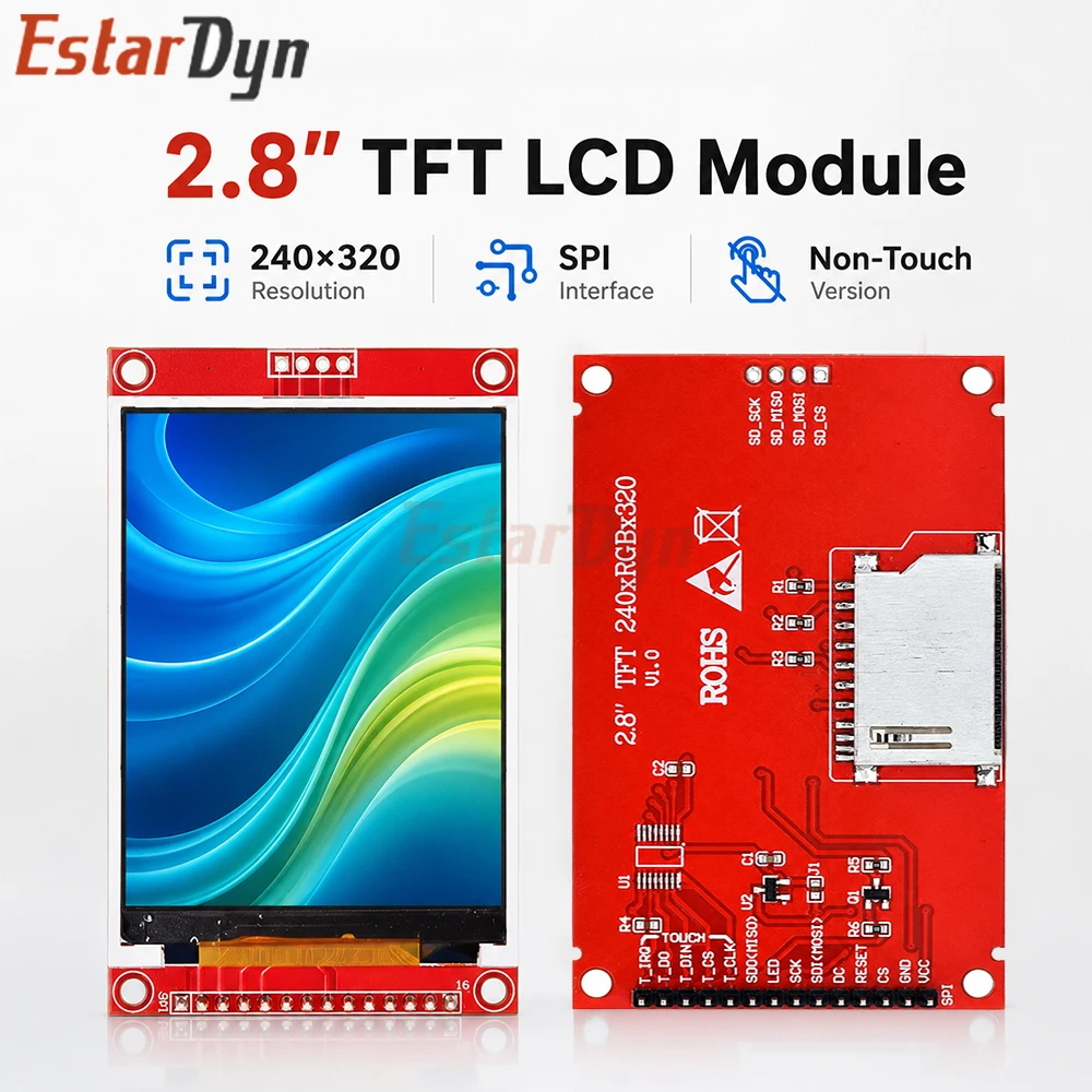 Estardyn 2.8-inch 240x320 Full Color TFT LCD Display Module SPI ST7789/ILI9341 for Raspberry Pi DIY