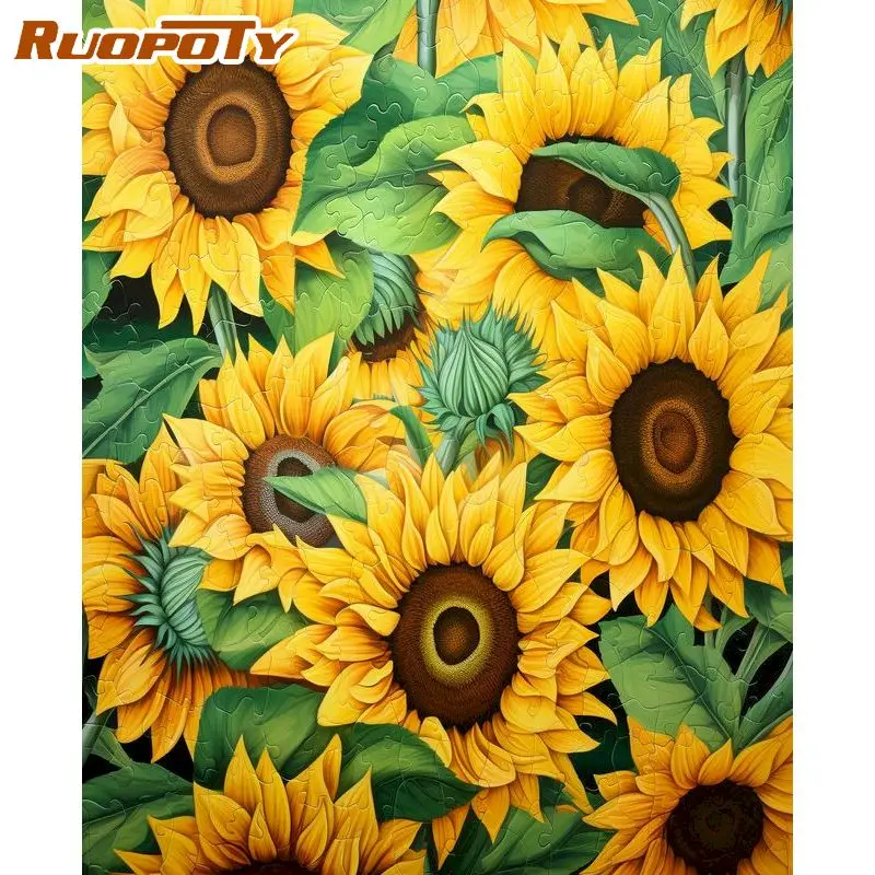 

RUOPOTY Sunflower Diamond Painting Kits Handicraft Art Decorative Paintings Flower Full Round/Square Abstract Create Wall Art Ad
