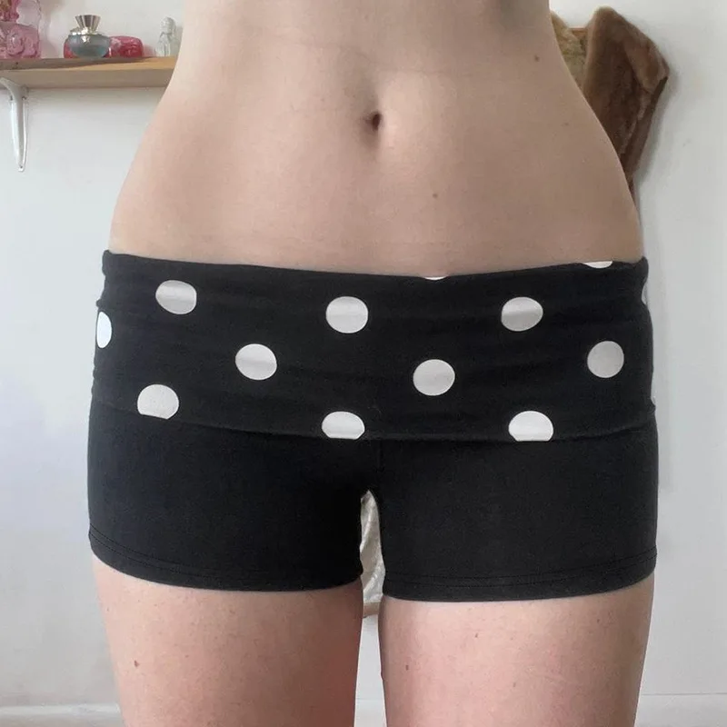 Letter Wang 2025 Ins スパイシーガールポルカドットコントラストショートパンツレトロカジュアルパンツ