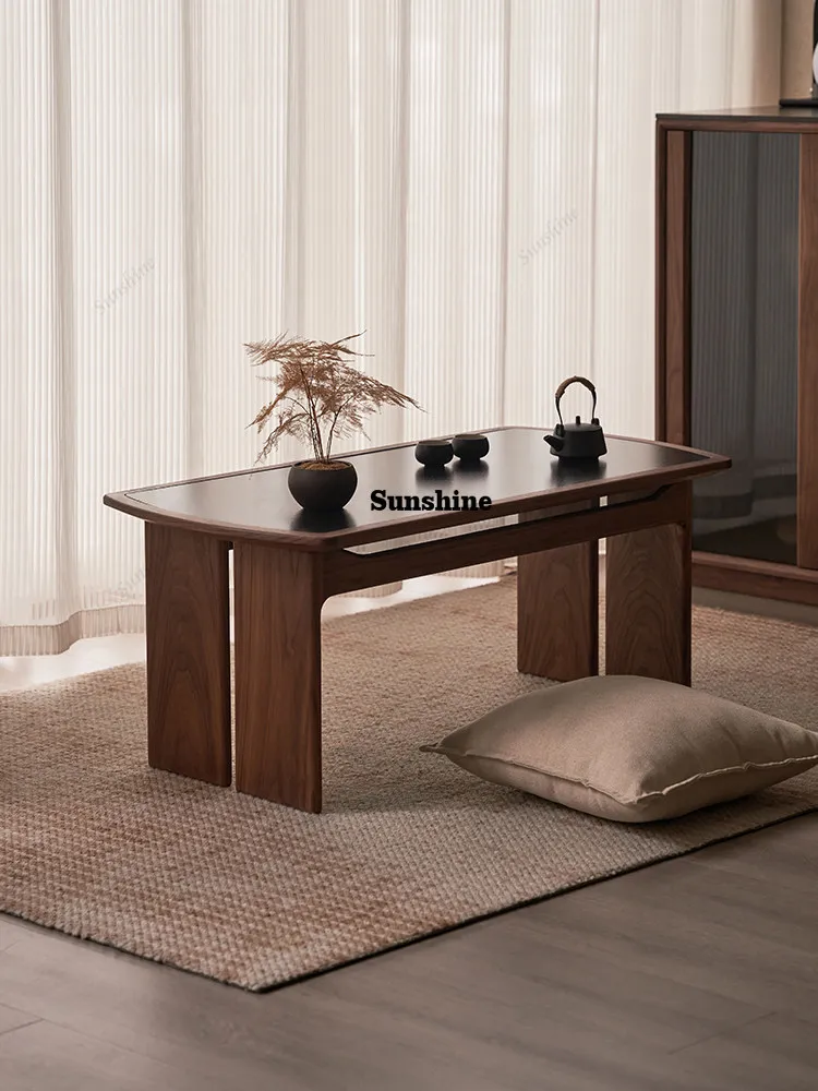 

Solid wood small tea table rock slab coffee table small apartment balcony tea table