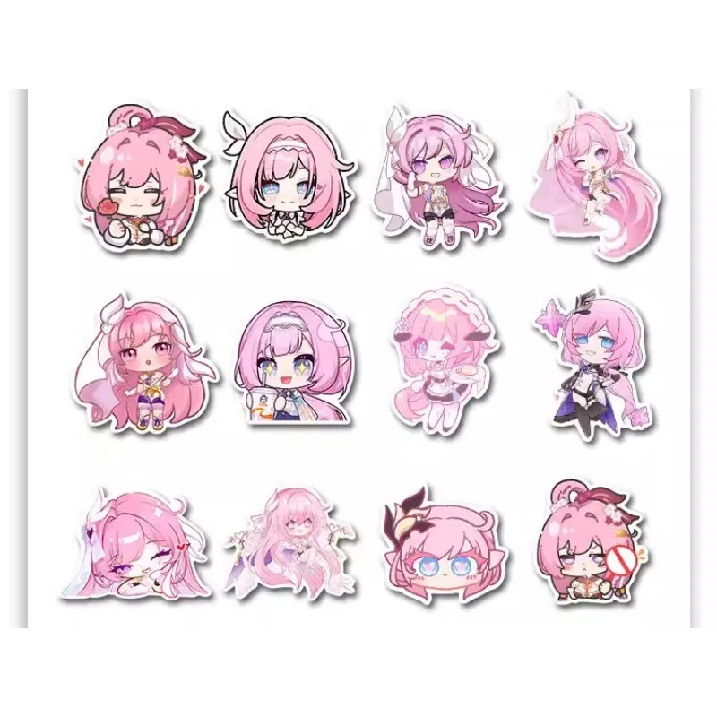 10/58Pcs Anime Game Honkai Impact 3rd Elysia Kawaii Cartoon Expression Stickers Phone Suitcase Skateboard Motorcycle Decal