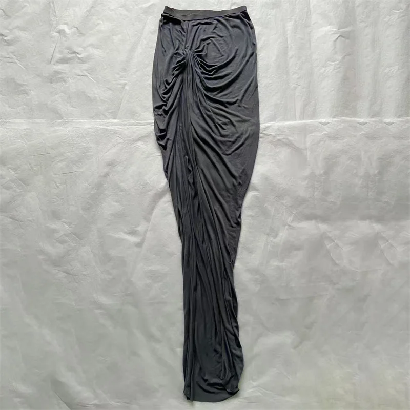 

Women's skirt New elastic knitted slim long skirt for summer 2025 Asymmetric high waisted women's half skirt floor length skirt