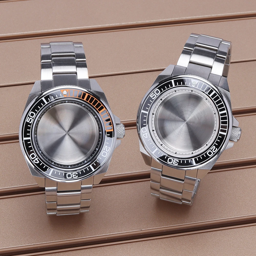 

43.8mm Watch Case Strap Stainless Steel For Seiko NH35 NH36 NH34 NH38 NH70 Mod Samurai Diving watch accessories Sapphire Crystal