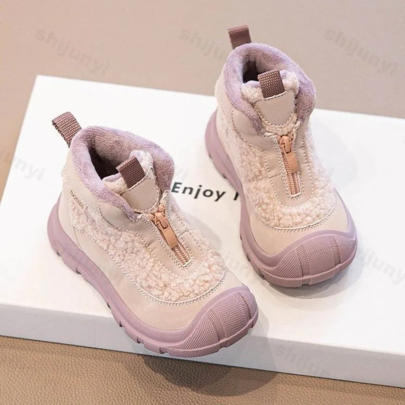

Winter Girls Snow Boots Children's Boots 2025 New Warm Plush Outdoor Ankle Boots Platform Non Slip Kids Cold-proof Casual Shoes