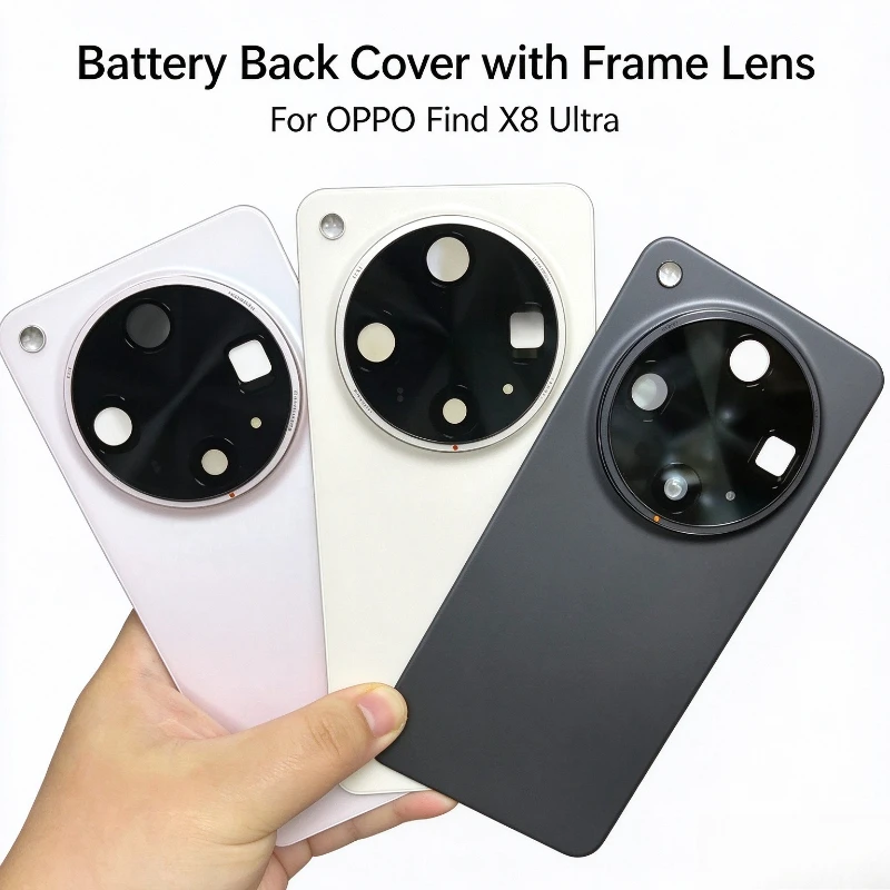 Replacement Battery Back Cover With Camera Lens Frame For OPPO Find X8 Ultra Rear Glass Housing Door Mobile Phone Repair Parts