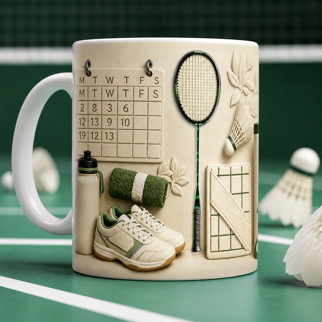 Custom Name Badminton Ceramic Mug, Personalized Badminton Fan Coffee Cup, Sports Themed Drinkware Gift for Badminton Lovers