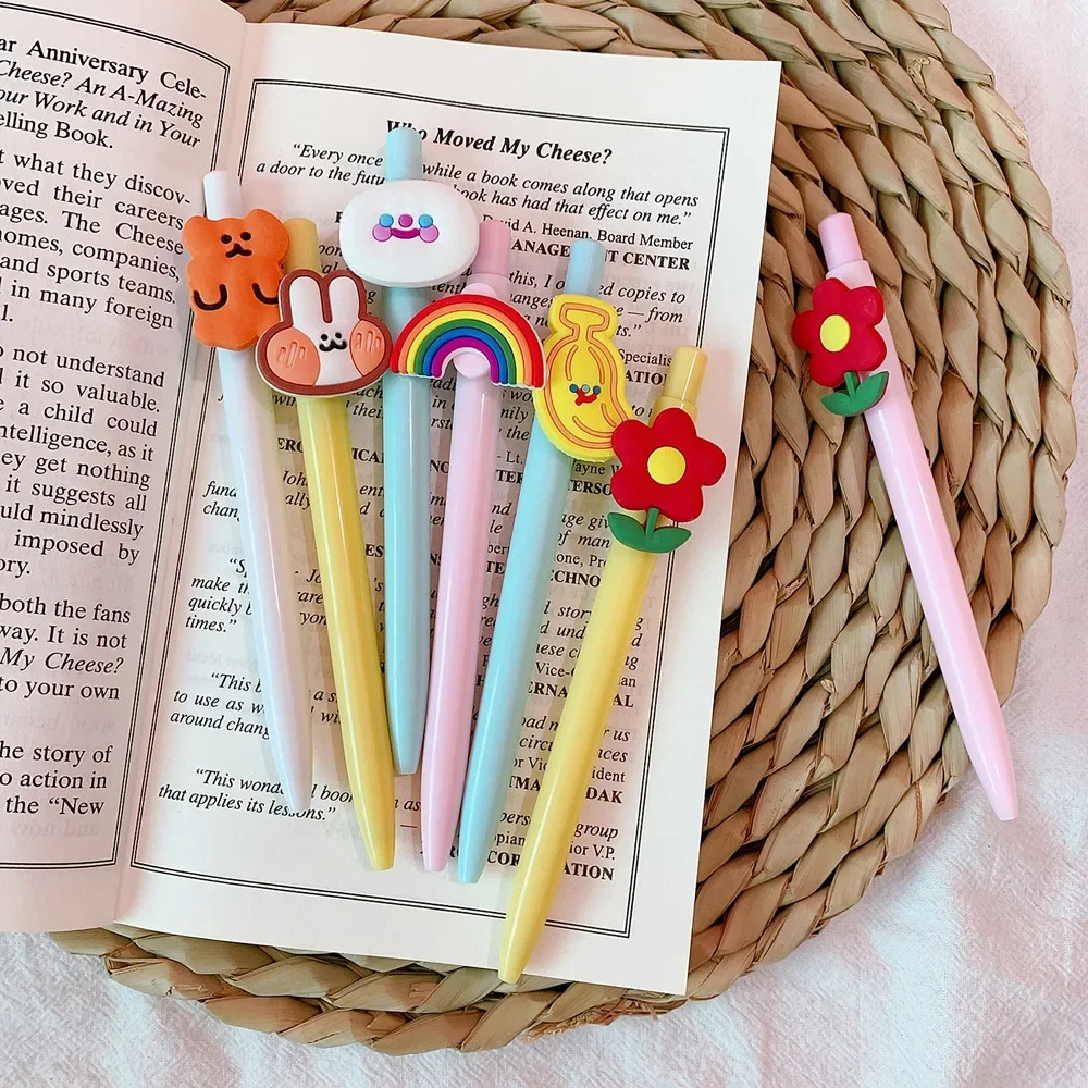 24PCS Cute Macaroon Rabbit Flower Press Gel Pens Office Stationery Bear Pen Stationery Kawaii School Supplies