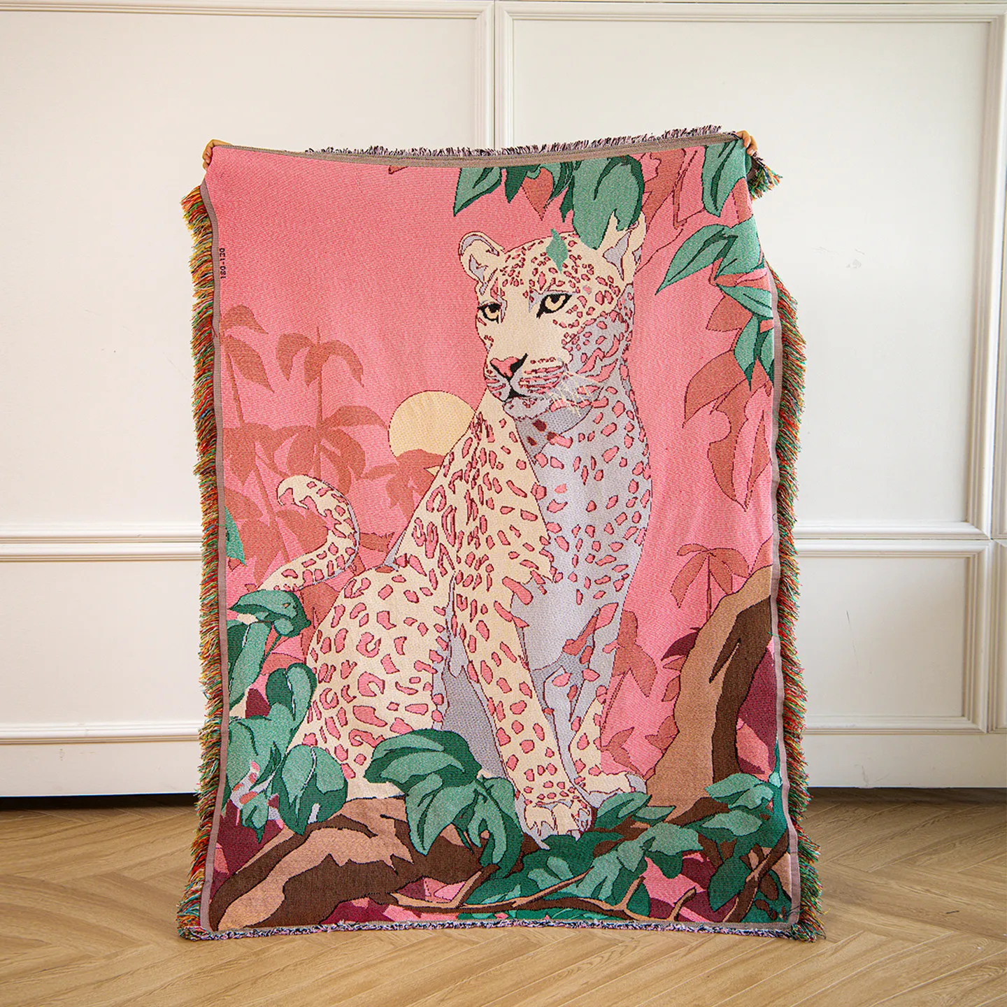 Pink Leopard Tapestry Oil Painting Style Throw Blanket Multi Purpose Nap Sofa Blanket New Birthday Gift for Women Home Decor