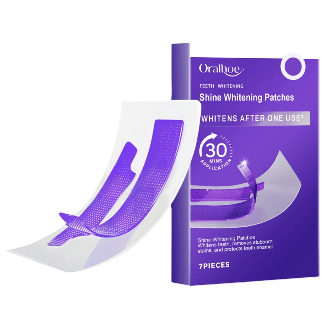 

7 пар/кор., патчи для чистки зубов, фиолетовые полоски для отбеливания зубов, осветляющие зубы, наклейки для гигиены полости рта, инструменты для чистки