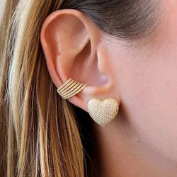 23mm Big Heart Earrings Full Iced Out Full Paved 5A Cubic Zirconia Earrings Bling Micro Paved Cubic Zircon Fashion Jewelry Gift