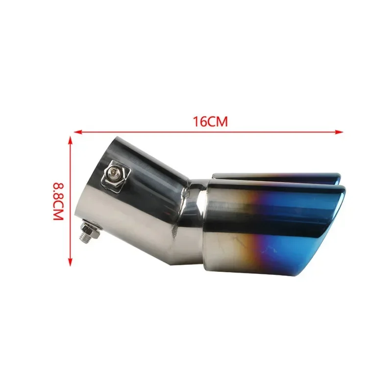 1pc Car Stainless Steel Dual Exhaust Valve Pipes Tail Throat Muffler Universal Car Rear Tailpipe Silencer Blue Auto Accessories