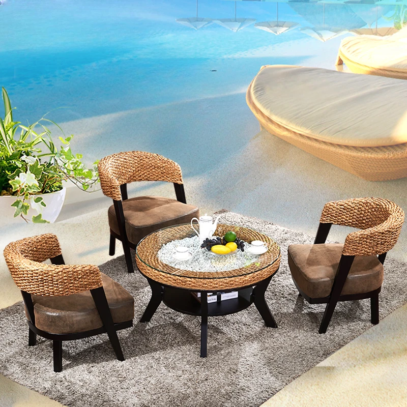 Outdoor Sun Loungers Garden Chairs Picnic Rattan back Balcony Chair Meble Lounge Patio Coffee Table Ogrodowe Furniture WKGC