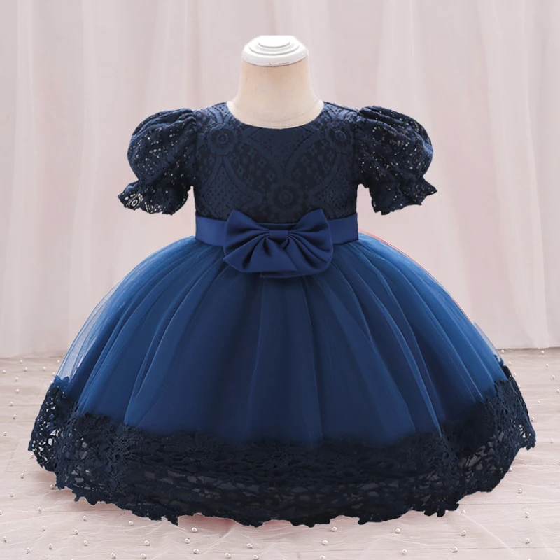 Toddler Girls Party Dress Princess Flower 1st Birthday Prom Gown Girl Short Sleeves Bow Birthday Weddings Summer Dresses Evening