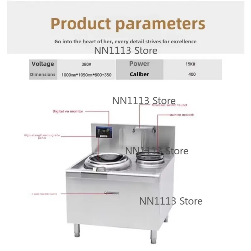 Portable Single Burner Stainless Steel Induction Cooker Concave Commercial Electric Kitchen Machine Single Temperature Stove