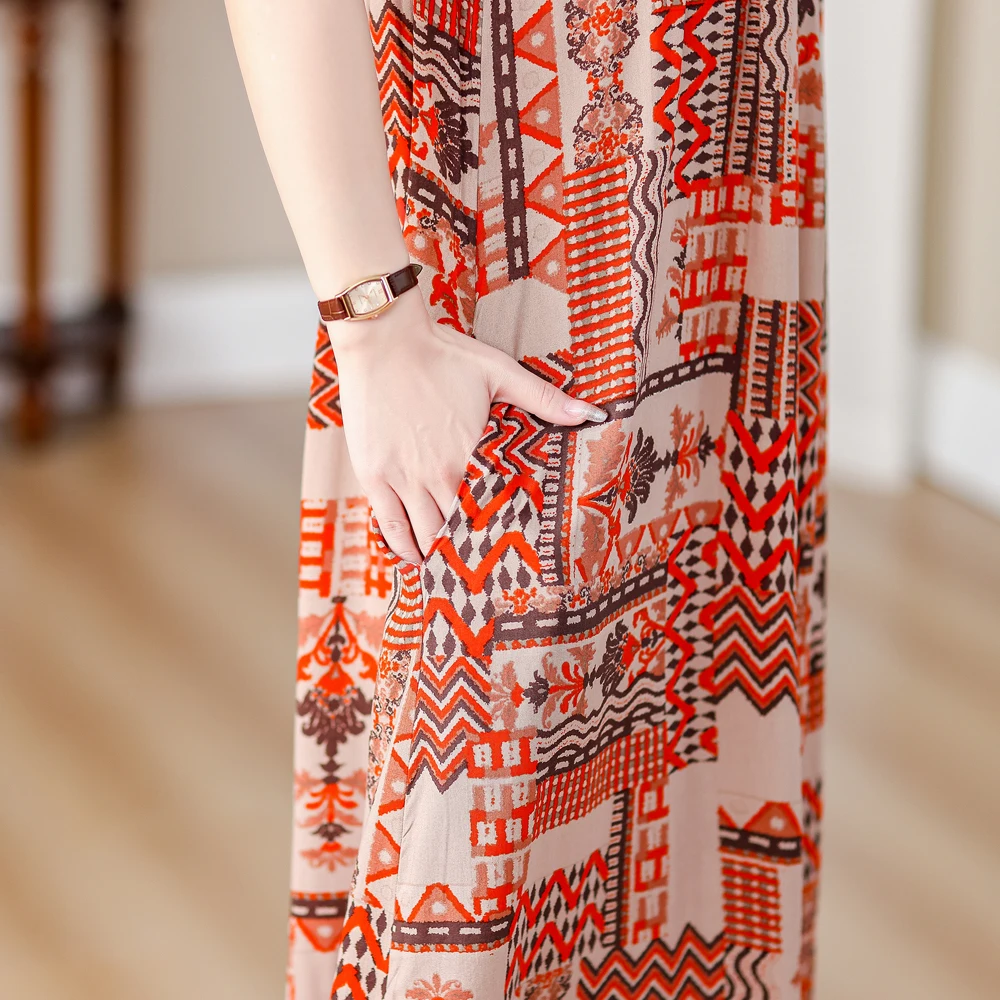 New Casual 2025 Women Summer Dress For women Long Fashion Style Loose Clothes Printing Women Clothing Dresses