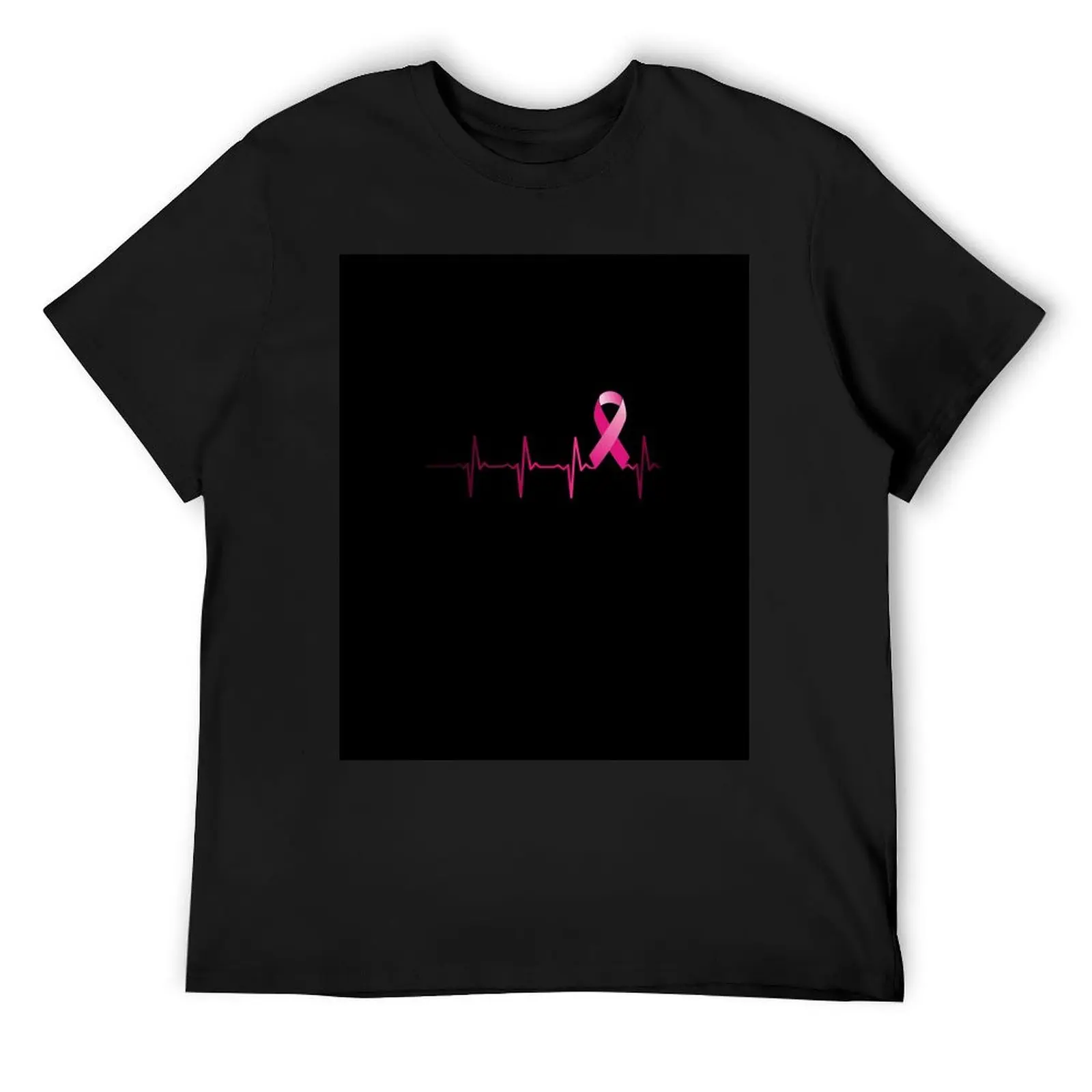 Breast Cancer Gifts Pink Ribbon Breast Cancer Awareness Heartbeat T-Shirt blue archive Short sleeve tee tops anime shirts men