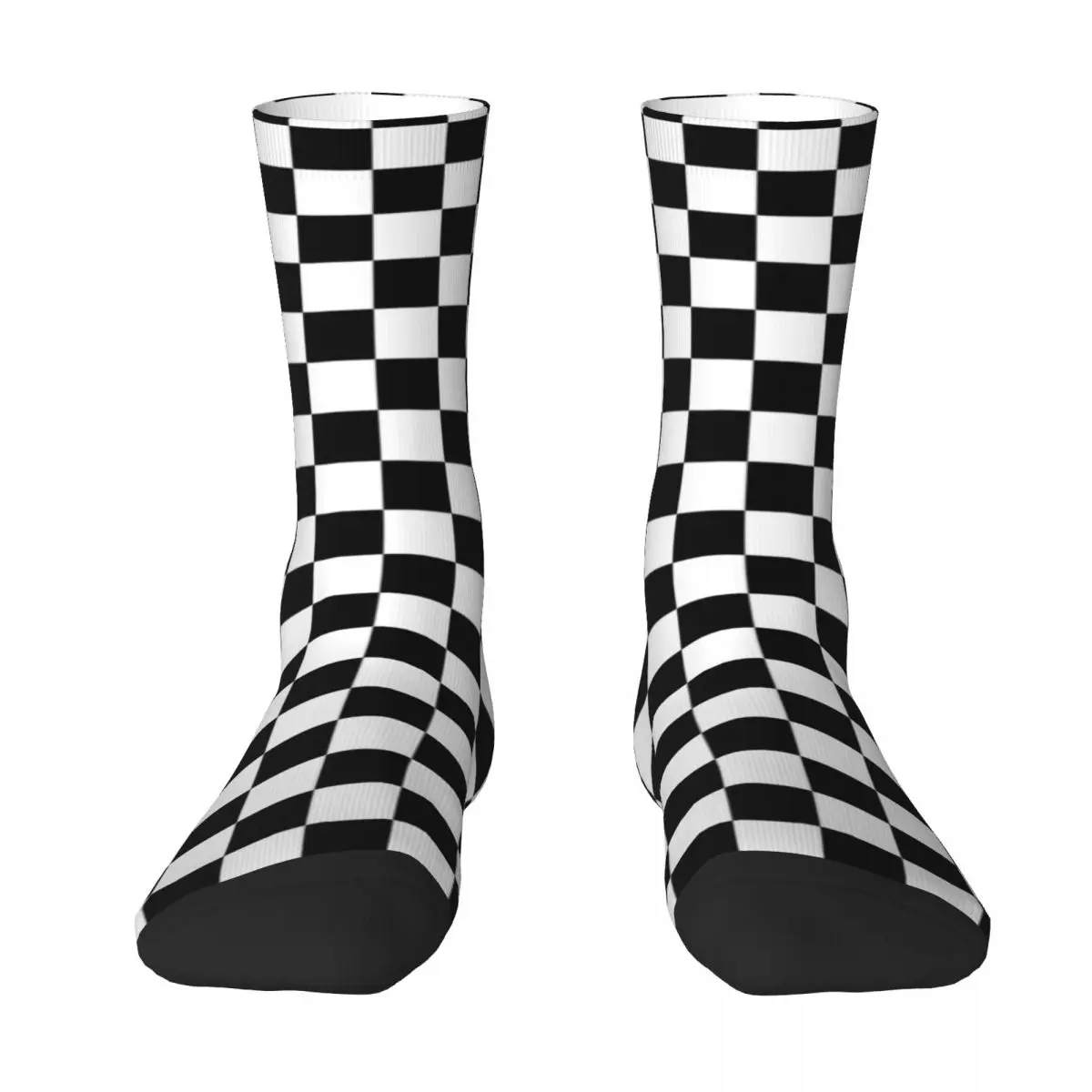 Black Checkerboard Socks Classic Black and White Checker Teen Decorative Mid Stockings Large Chemical Fiber Quality Home Socks