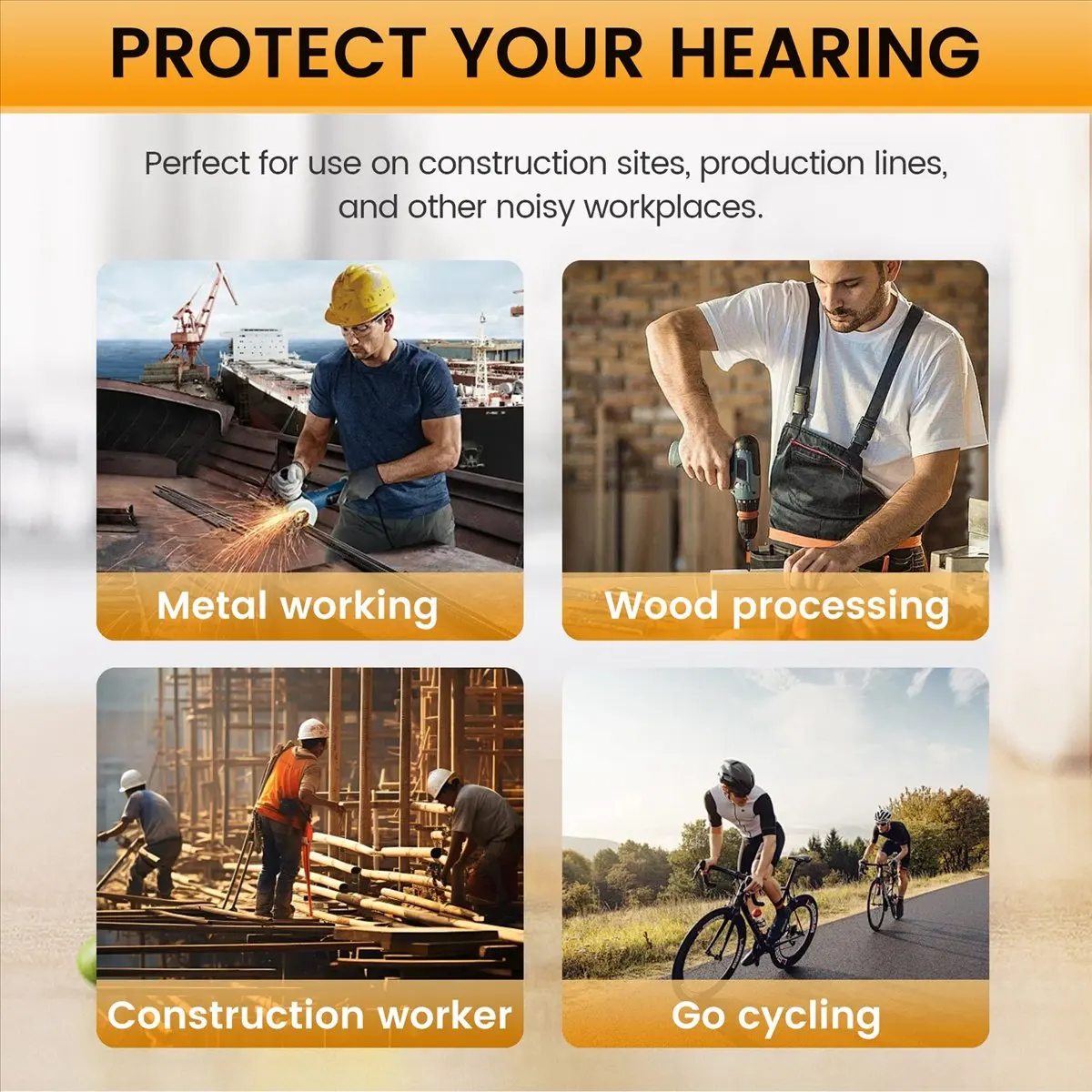 

Perfect-Ear Plugs Bluetooth Headset for Work, Hearing Protection, Suitable for Construction Site and Noisy Environments
