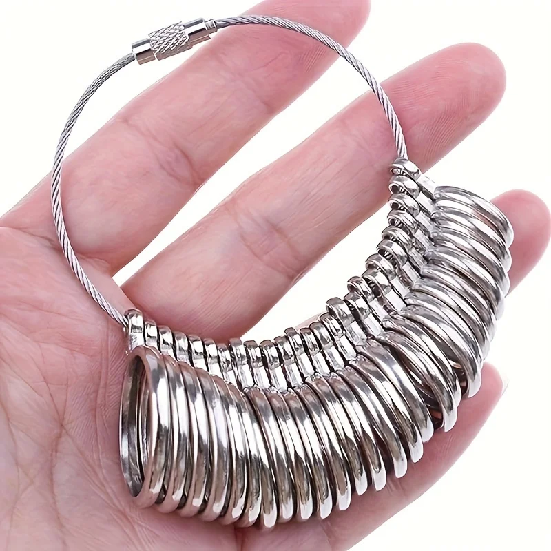 Stainless Steel Ring Sizer Gauge Professional Jewelry Measuring Tool for DIY Ring Making Precise Finger Size Measurement Durable