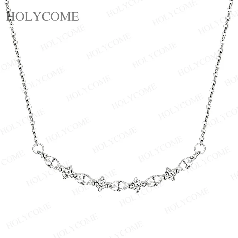 925 Sterling Silber Halskette mit gebogenem Moissanit-Anhänger im Marquise-Schliff, D-Farbe, minimalistischer Anhänger für Damen, für den täglichen Gebrauch, edler Schmuck – Detail 6