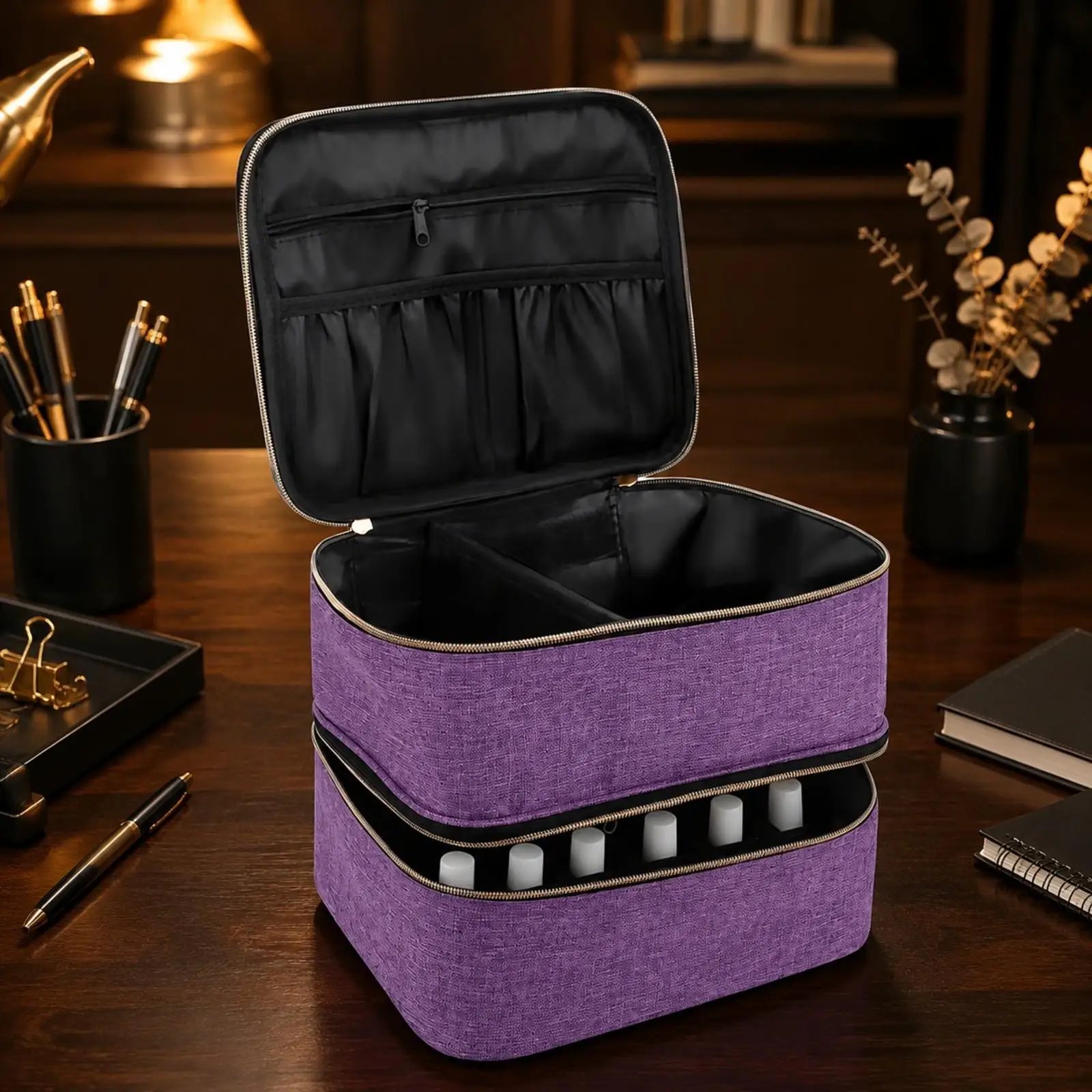 Nylon Mesh Nail Polish Storage Pouch Travel Cosmetic Bag Organizer with Handle for Salon Work