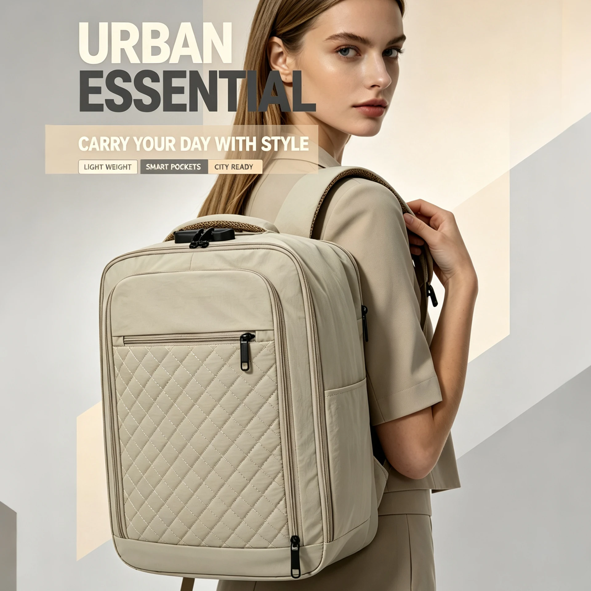Women's large-capacity backpack for travel and leisure, high-end commuter business laptop bag, Oxford cloth waterproof men's backpack