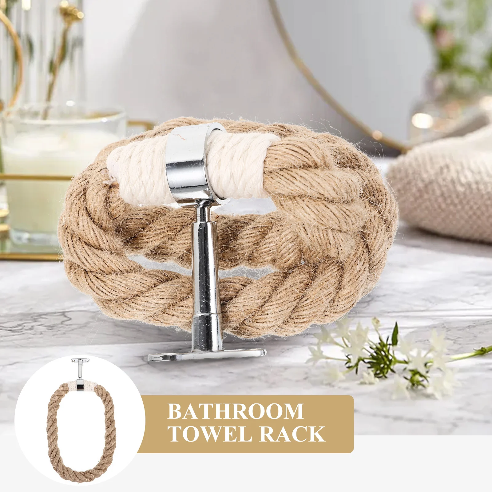 

Bohemian Bathroom Towel Rack Hand Woven Rope Iron Hanging Wall Mount Towels Holder Decorative Storage Organizer
