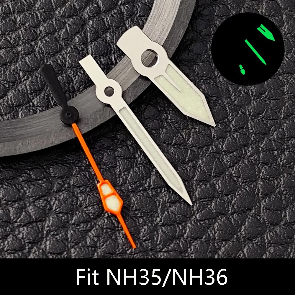 Lancette dell'orologio con freccia luminosa lancette per iniezione nh35 adatte per accessori per orologi con movimento automatico giapponese nh35/nh36/nh38/nh70
