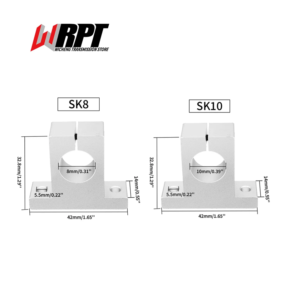 1/2/4PCS Aluminum Alloy Support Bracket SK8/10/12/16/20/25/30/35/40/50/60 Horizontal Bracket Linear Shaft Bearing For CNC Parts