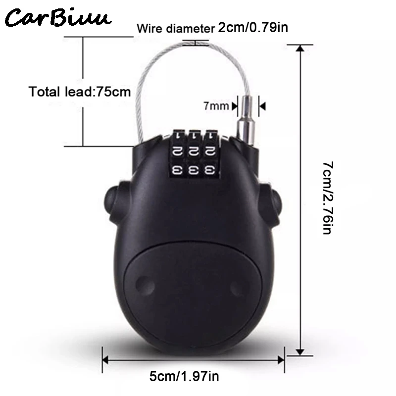 قفل خوذة للدراجات النارية مضاد للسرقة ، أقفال للمركبات الكهربائية ، جهاز قفل صغير ، كابل أمان ، حبل سلكي ممتد ، كلمة مرور