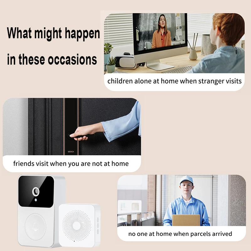 Phone APP Remote Wireless Visual Doorbell Camera WiFi Smart Intercom Voice Change Home Outdoor Welcome Doorbell Use Dry Battery