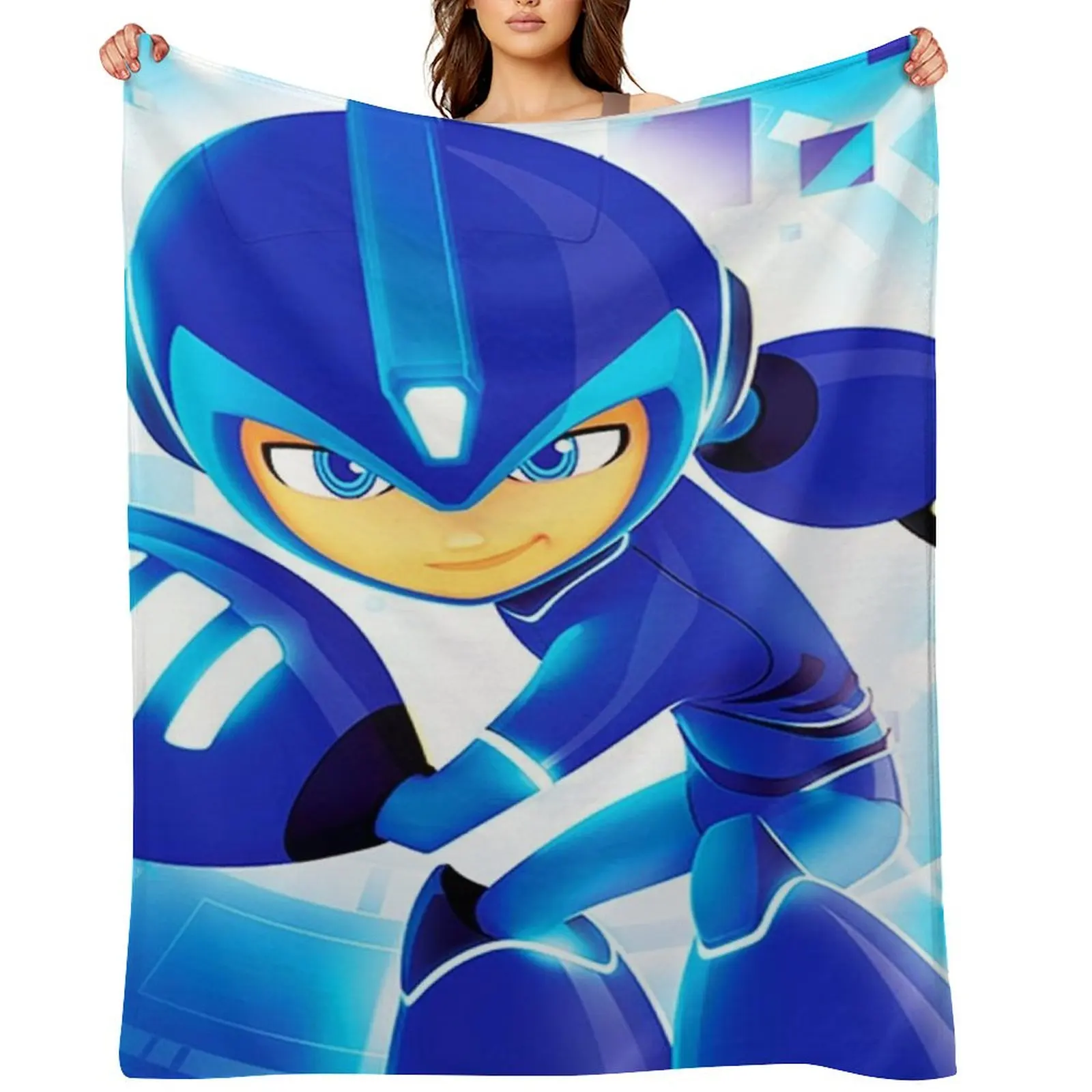 Mega Man Fully Charged Funny Gift For Fans mega man fully charged comic Throw Blanket Large Quilt Blankets