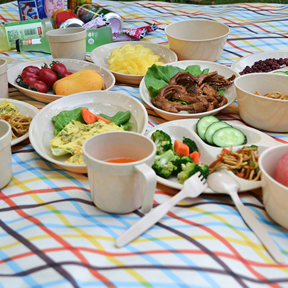 

Портативный набор посуды, легкие прочные пластиковые тарелки для кемпинга, миски, чашки для пикника, обеда, ужина, путешествия, использования