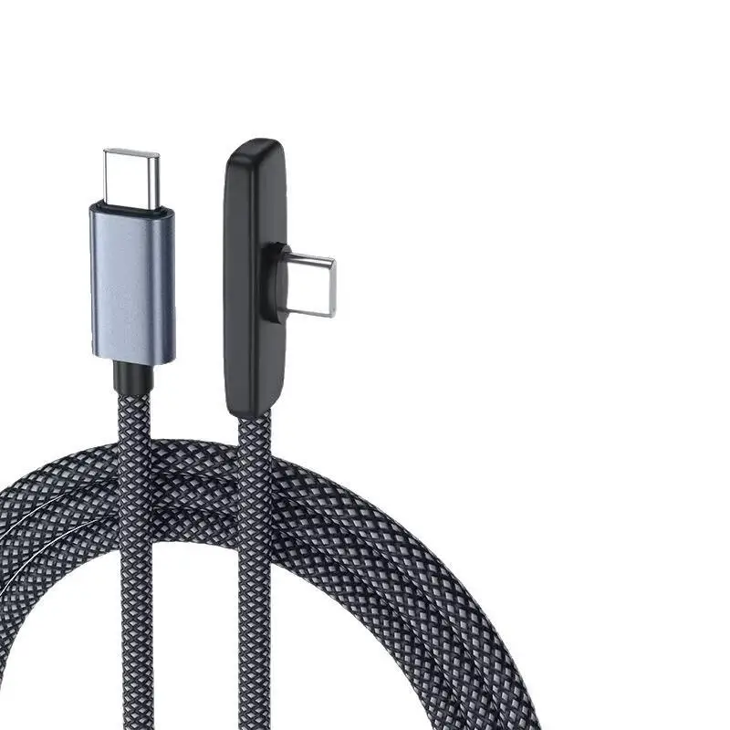 90 Degree Type C Cable 100W PD Quick Charging Right Angle Data Transfer Cord L-shape for Game Player Phone Power Bank