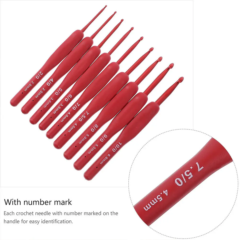 1 مجموعة الألومنيوم الكروشيه السنانير مقبض سيليكون حجم مختلف إبر الحياكة ل سترة وشاح Diy بها بنفسك الحرفية الكروشيه أداة الحرفية #6