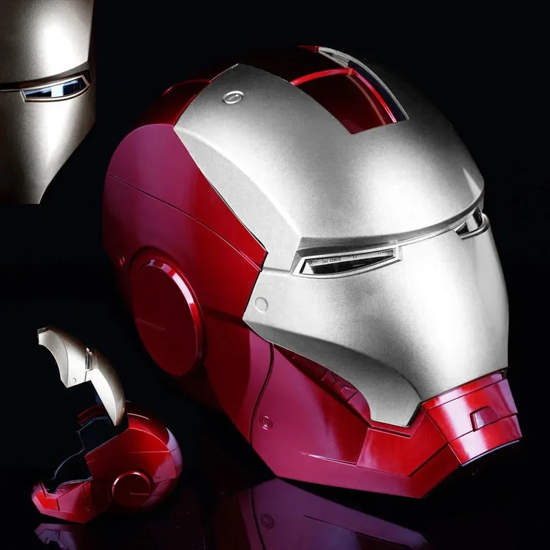 Marvel Iron Man Helmet Mk Jarvis Wearing Automatic Opening Closing Head Cover Deformed Luminous Head Cover Toy Gift Peripheral