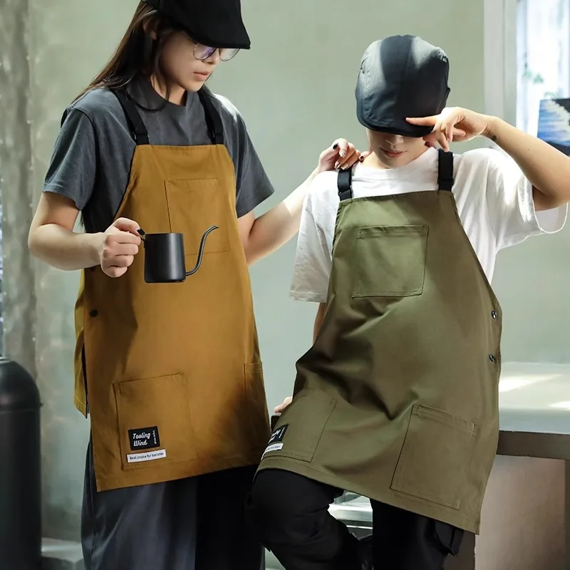 New Waterproof Apron Vest with Pockets Work Clothes for Kitchen Restaurant Men Women\'s Waiter Apron for Salon Coffee Pet Shop