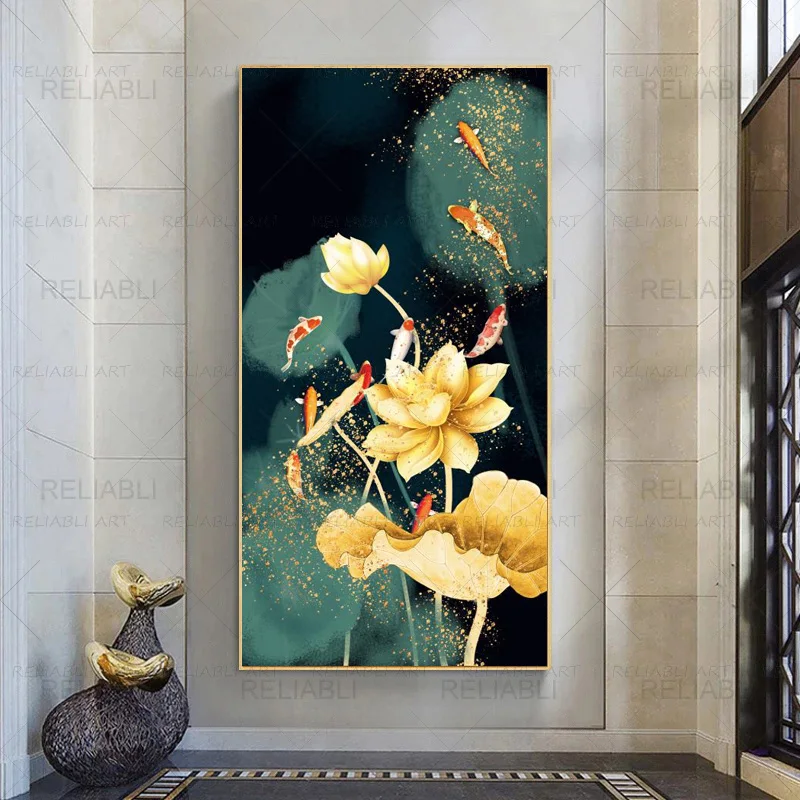 Koi Fish Painting Canvas Animal Posters and Prints Wall Art Pictures for Living Room Modern Light Luxury Home Decor No Frame