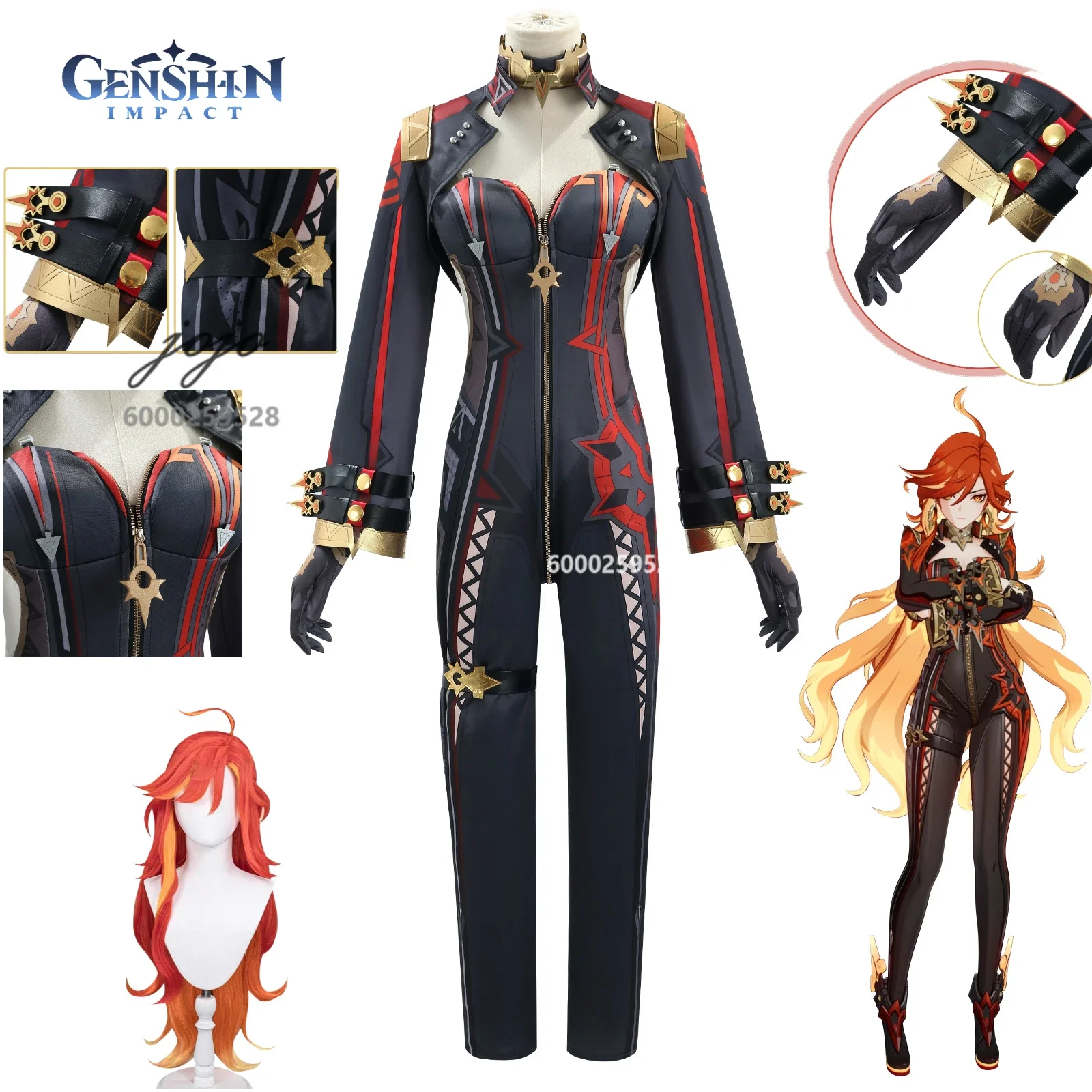 

Game Genshin Impact Mavuika Cosplay Costume Wig Jumpsuit Uniforms The Seven Archons Anime Role Play Halloween Party Comic Con