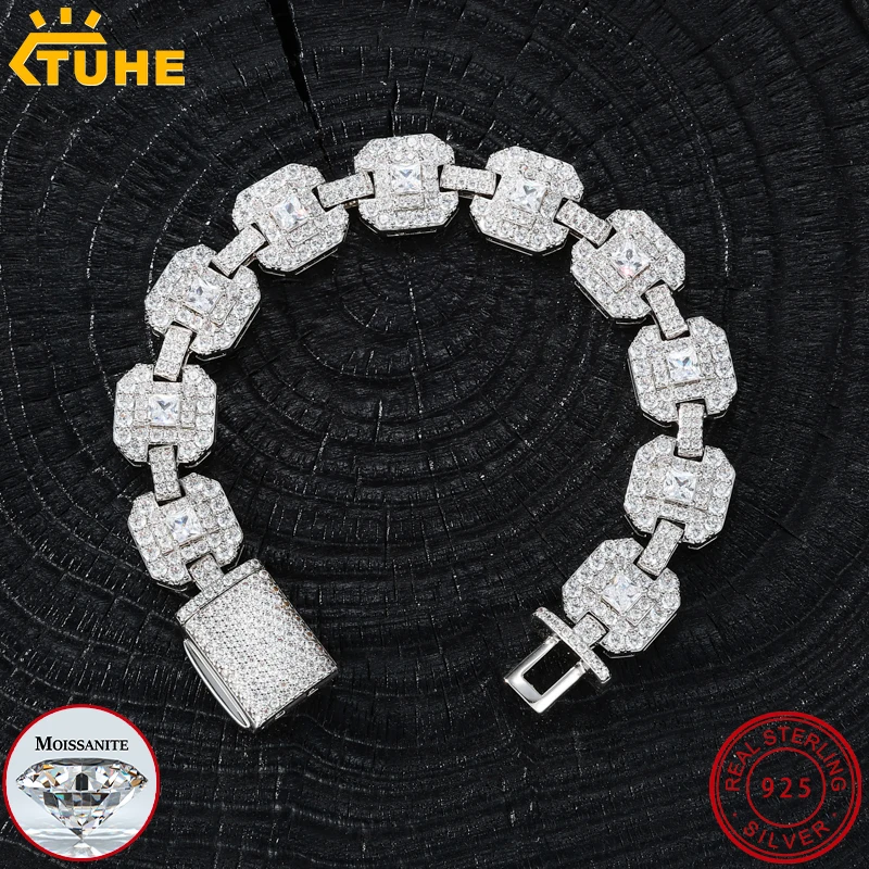 

High Quality luxury Square Necklace Chain Cuban Mens Moissanite Necklace 925 Silver For Men Hip Hop Jewelry