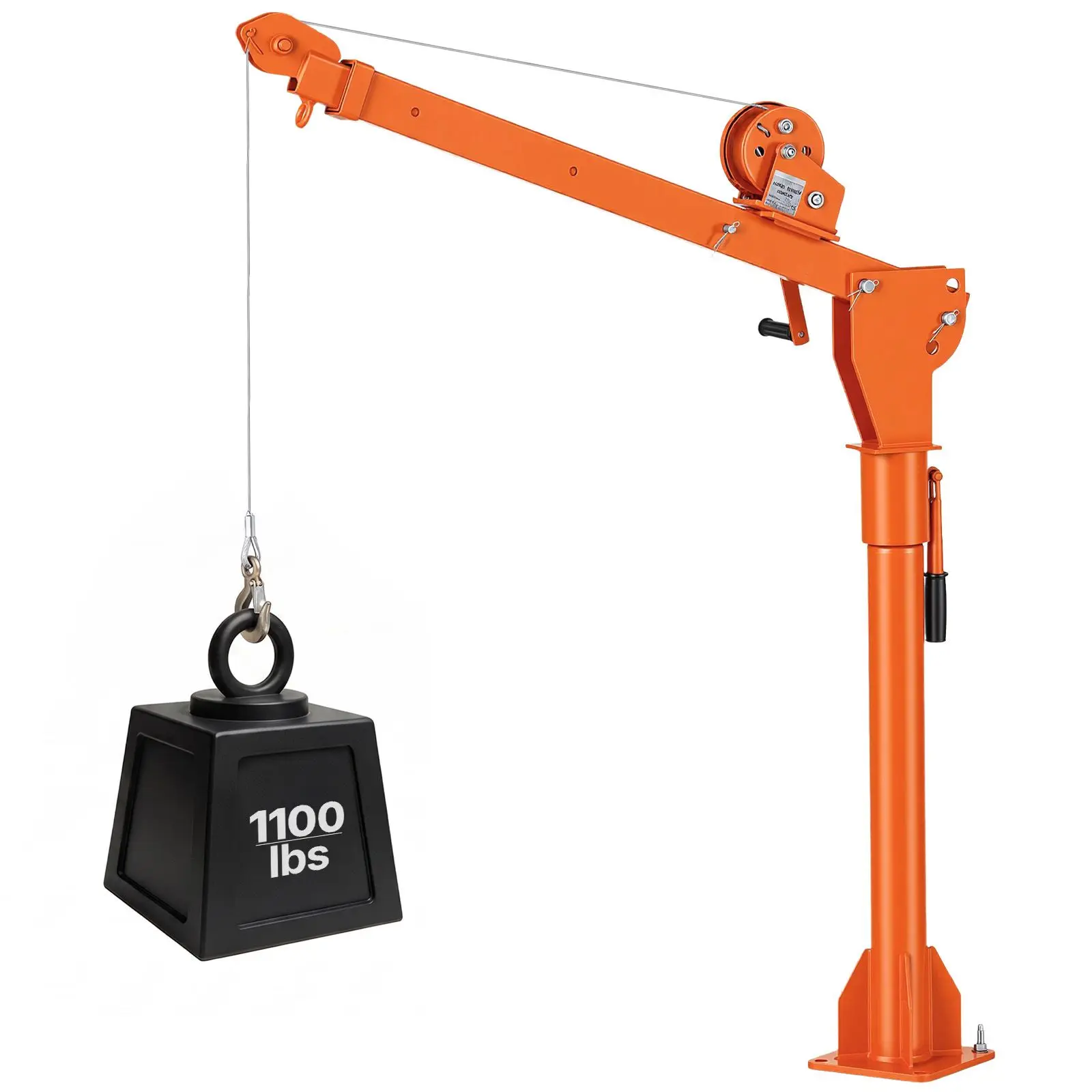 Truck Crane, 1100 lbs Manual Pickup Truck Crane with Hand Winch, 360° Rotating Telescopic Boom, Premium Galvanized Steel,
